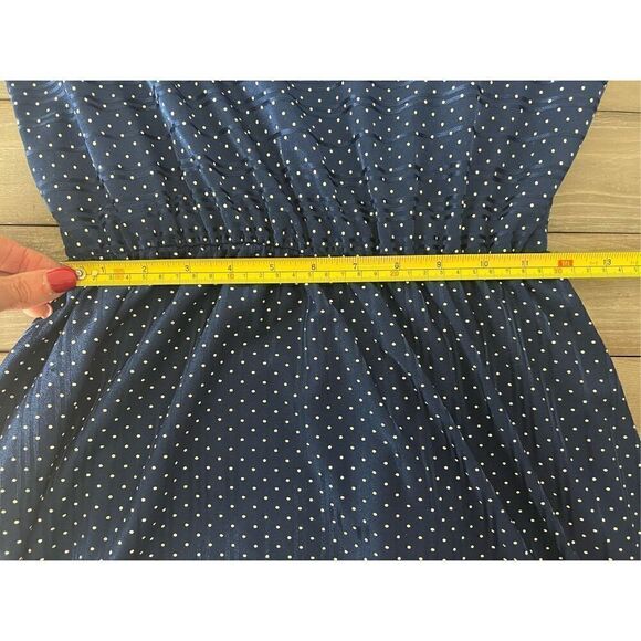 Just Ducky Navy Blue Polka Dot Semi Sheer Vintage Dress‎ Made in USA 🇺🇸 - Picture 7 of 7